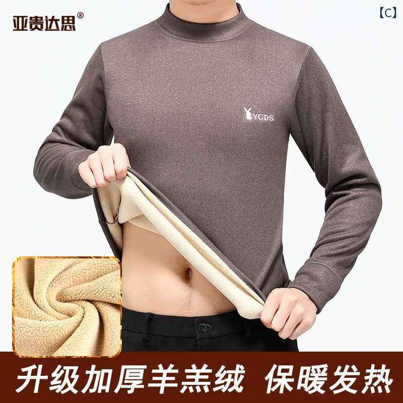 Tシャツ メンズ 男性用 長袖 秋冬 ハイネック 裏起毛 厚手 保温 防寒 インナー トップス 大きいサイズ ゆったり 体型カバー 着痩せ 部屋着 普段使い あったか 防寒着 中高年 お父さん シニア 冬用 暖かい ふんわり もこもこ 柔らかい ボア素材 riverpaddy-11679551 リバーパディ サンプル画像3