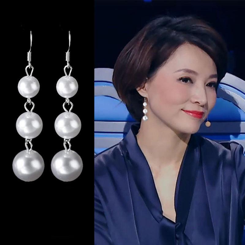 乐天商城 - イヤリング 女性用 長め シンプル 気質 百搭 イヤーカフ ドロップ シルバー ゴールド 真珠 パール シンプル 耳飾り アクセサリー 日常使い 軽量 細身 丸顔対応 かわいい 華やか トップス ブラウス コーディネート