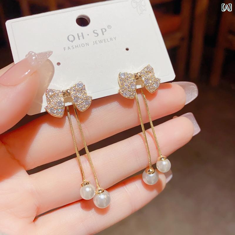 乐天商城 - ピアス イヤリング 女性用 ファッション バリエーション 豊富 パール フープ ピアス 蝶結び ジルコニア 装飾 流蘇 揺れる シルバー 925 アクセサリー 軽量 華奢 シルバー イヤーカフ ドロップ タイプ デイリー コーデ アクセント ジュエ