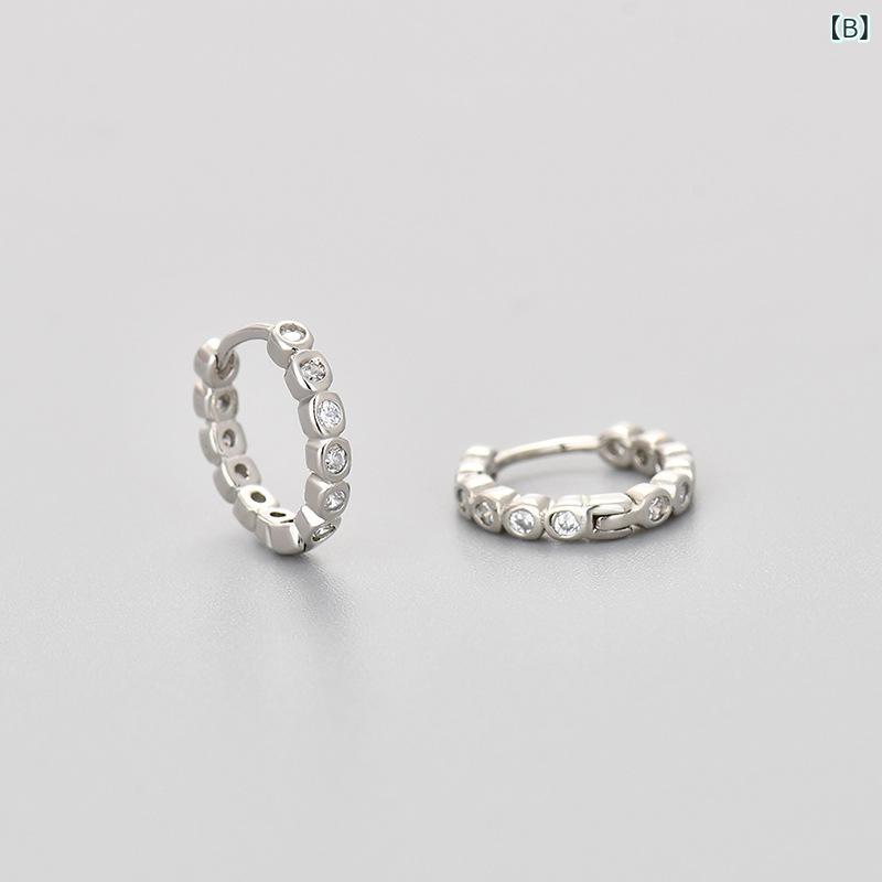 ピアス イヤリング 女性用 丸型 シンプル 耳飾り ジルコニア 軽量 円形 アクセサリ...