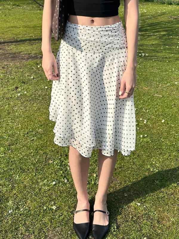 半身スカート ロマンチック ガーリー フレア ダブルレイヤー レース ミディ丈 膝下丈 フレアスカート 包みスカート タイトスカート ストレートスカート 女性用 春夏 軽量 通気性 コットン コットン混 ピンク ベージュ ブラック 秋冬 秋冬 レイヤー riverpaddy-11368014 リバーパディ パッケージ画像