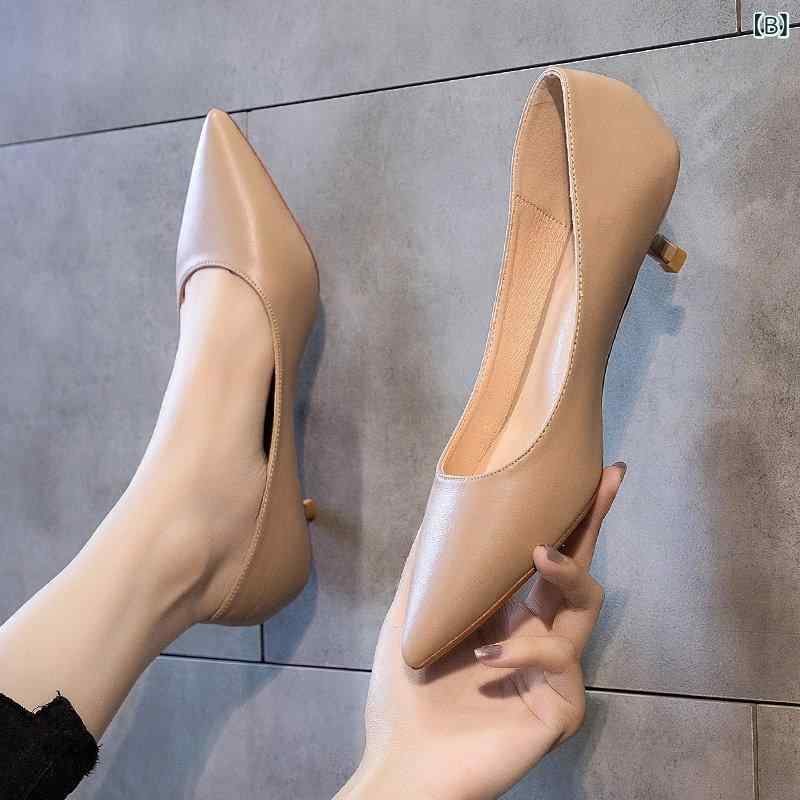 ポインテッドトゥ ソフトレザー 女性用 低ヒール パンプス ナチュラルカラー 3cm 細ヒール 職業用 仕事用 百搭 軽量 伸縮性 普段使い 通勤 ブラウン系 ベージュ 秋冬 riverpaddy-11369468 リバーパディ サンプル画像3