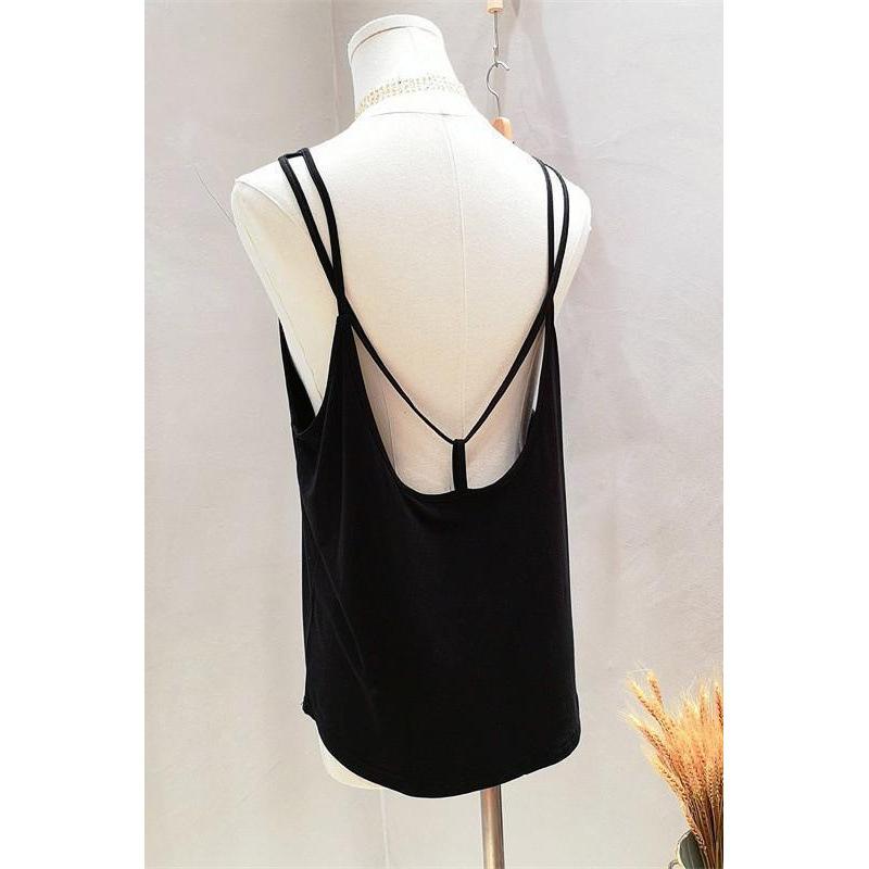Camisoles - トップス 女性用 大きいサイズ 春夏 背中開き キャミソール セクシー 吊り下げ インナー タンクトップ 吸湿速乾 軽量 綿素材 通勤 普段使い