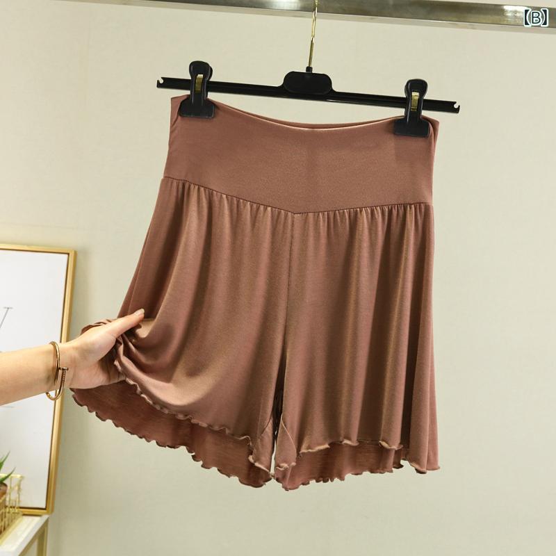 リバーパディのショートパンツ レディース 夏 春夏 純色 ゆったり ワイドレッグ ハイウエスト 薄手 熱パン 接触冷感 吸湿速乾 軽量 コットン 再生繊維 日常使い カジュアル ブラック ピンク系 アイボリー 大きいサイズ｜アングル3