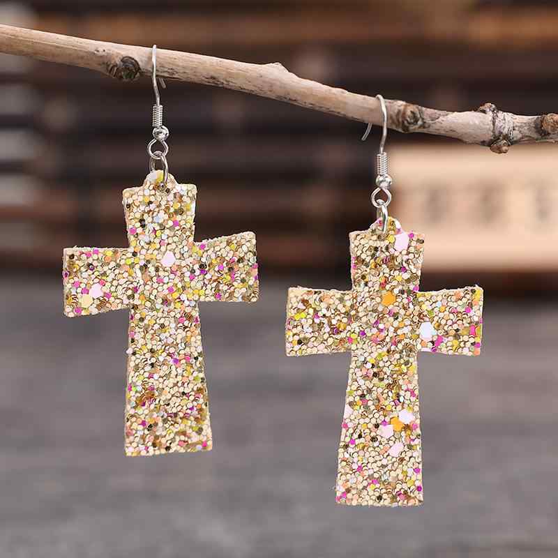 Cubic Zirconia - ピアス 女性用 革製 クロスデザイン 光沢セラム 個性派 ファッションアクセサリー 普段使い 軽量 ブラック