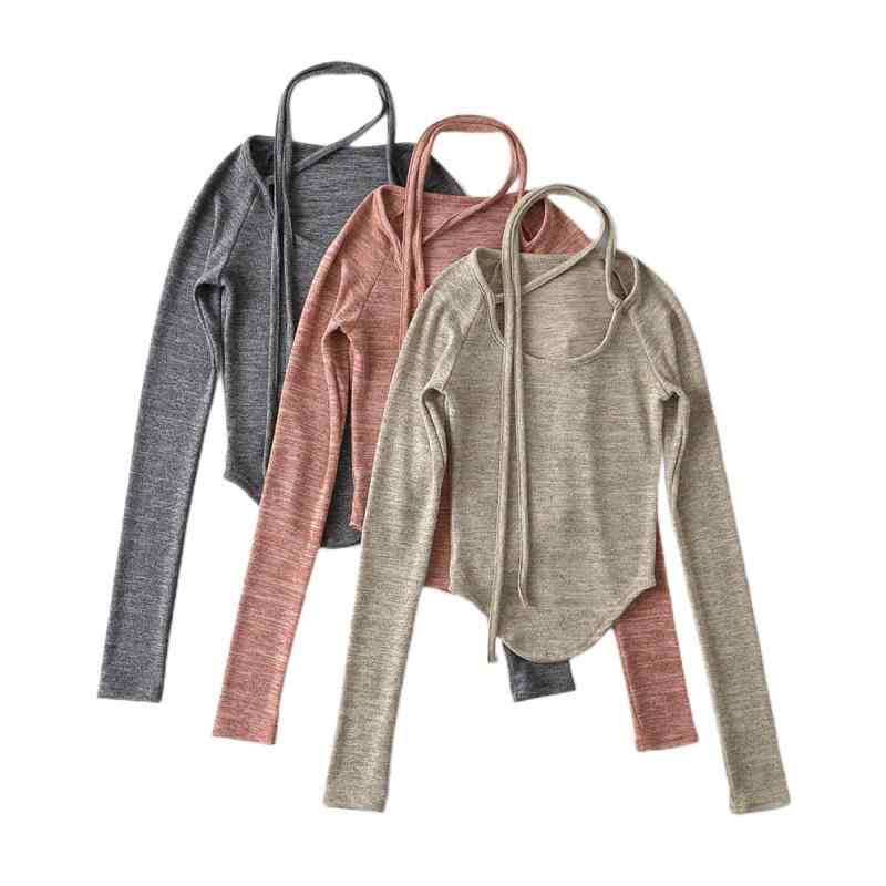 レディース トップス 秋冬 かわいい 修身 丸首 弧形裾 フリル リボン 長袖 Tシャツ 切り替え 伸縮性 吸湿速乾 ピンク系 ブラック アイボリー 普段使い 通勤用 軽量 再生繊維 ビッグシルエット Vネック 接触冷感(4.0)