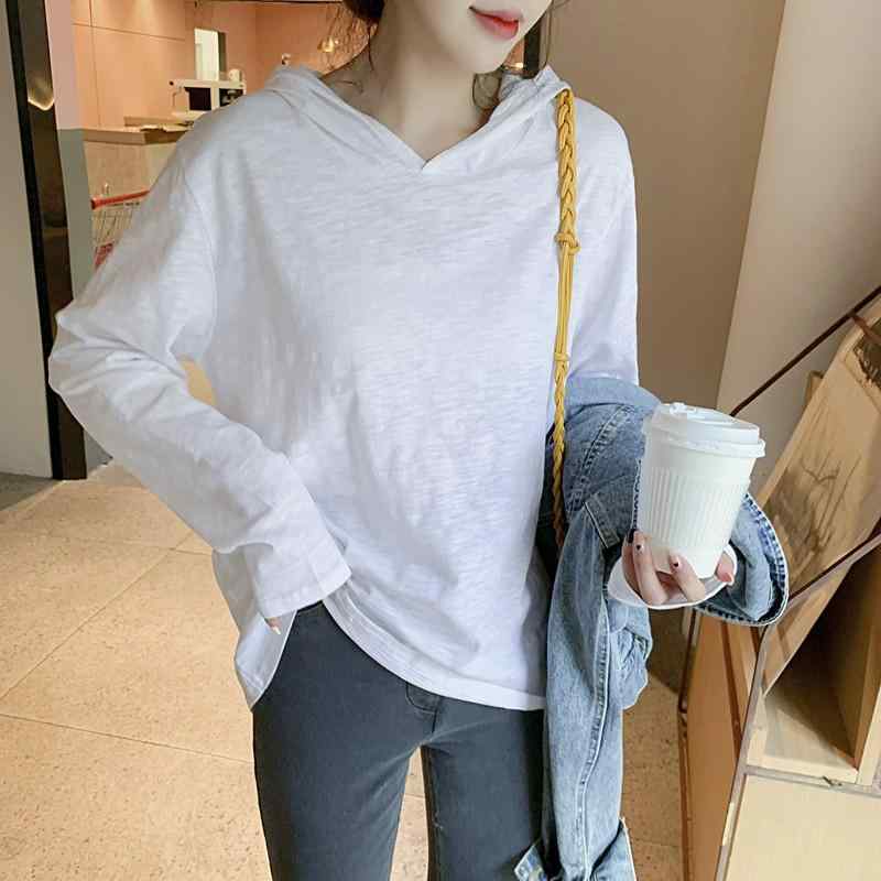 長袖Tシャツ 女性用 春夏 コットン フード付き ワイドシルエット 薄手 レイヤード トップス 吸湿速乾 ベーシック カジュアル riverpaddy-11376780 リバーパディ パッケージ画像