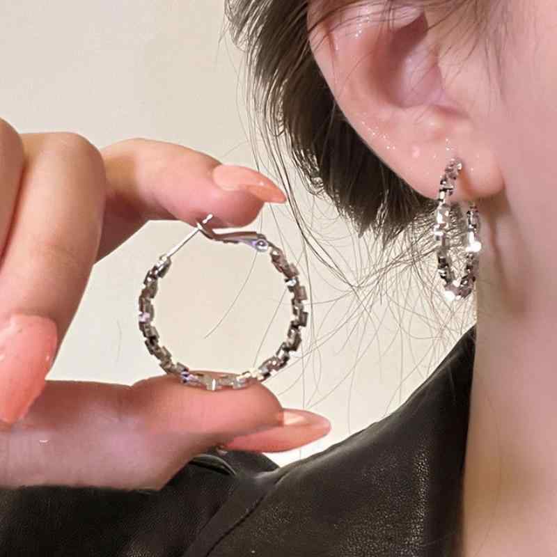 Rubellite - イヤリング 女性用 軽奢 デザイン 個性派 インフルエンサー 気質 誇張 耳リング 耳飾り シルバー 丸 円形 アクセサリー ファッション 華奢 モダン スタイリッシュ 普段使い 華やか シルバーアクセント 繊細 カジュアル
