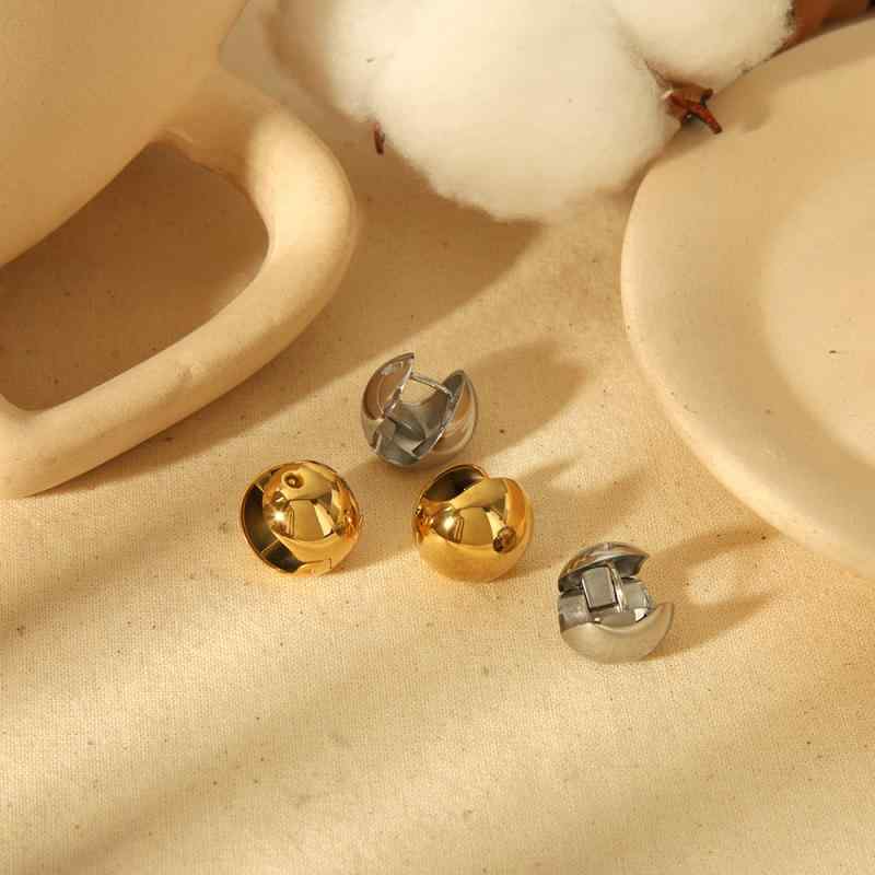 Rubellite - イヤリング 女性用 18Kゴールド 光沢 丸球 チタン ステンレス 不変色 ヨーロッパスタイル インスピレーション ファッション 耳飾り 軽量 耐久性 ゴールド シルバー 普段使い アクセサリー