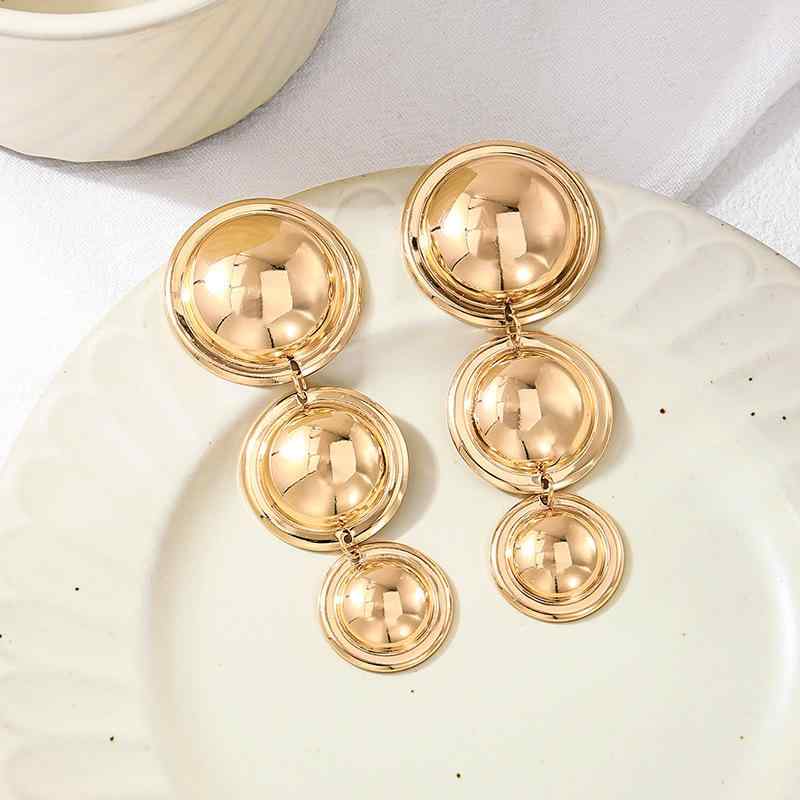 Rubellite - イヤリング 女性用 メタル 3連 円形 大ぶり シンプル ファッション ゴールド シルバー フォーマル ダンスパーティー 普段使い 軽量 華やか