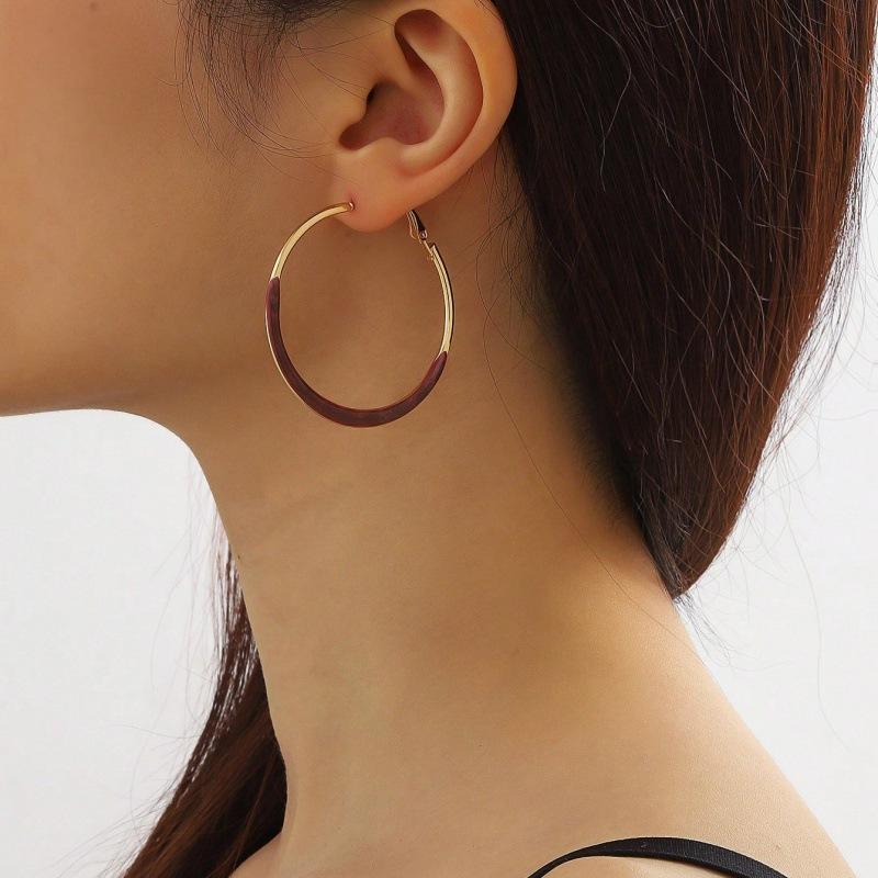 Rubellite - イヤリング 女性用 シンプル 金属 ジオメトリック 丸 クロスボーダー 復古 ファッション 気質 高級感 ネットセレブ 耳飾り ゴールド シルバー 軽量 普段使い アクセサリー