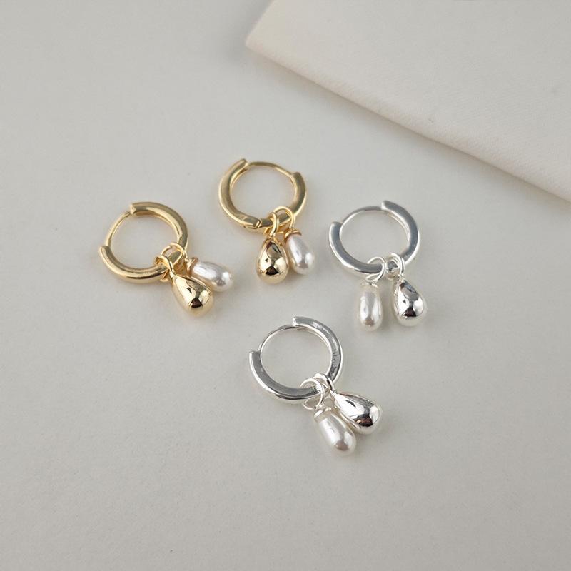 Rubellite - イヤリング ドロップ 天然パール ペンダント シンプル デザイン 女性用 気品 気質 汎用 軽量 高級感 シルバー アクセサリー 日常使い ジュエリー