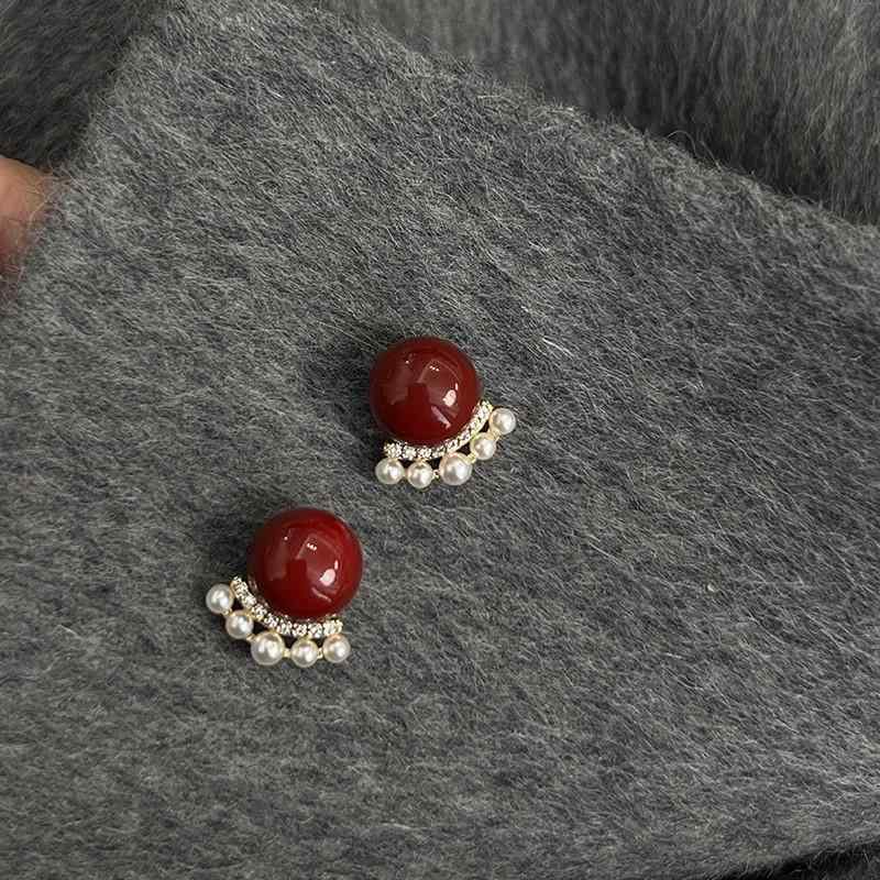 イヤリング 女性用 デザイン シンプル ファッション 赤 秋冬 シルバーニードル 気質 耳飾り スタッド ピアス 軽量 華奢 ジュエリー アクセサリー