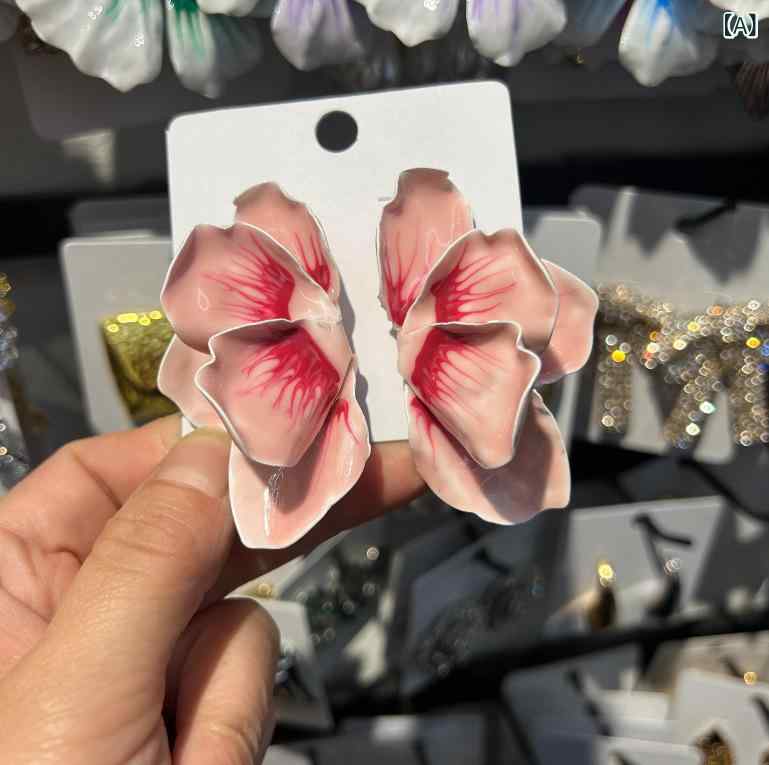 フラワー イヤリング 女性用 合金製 ドロップ型 花モチーフ 清新 田園 ファッショ...