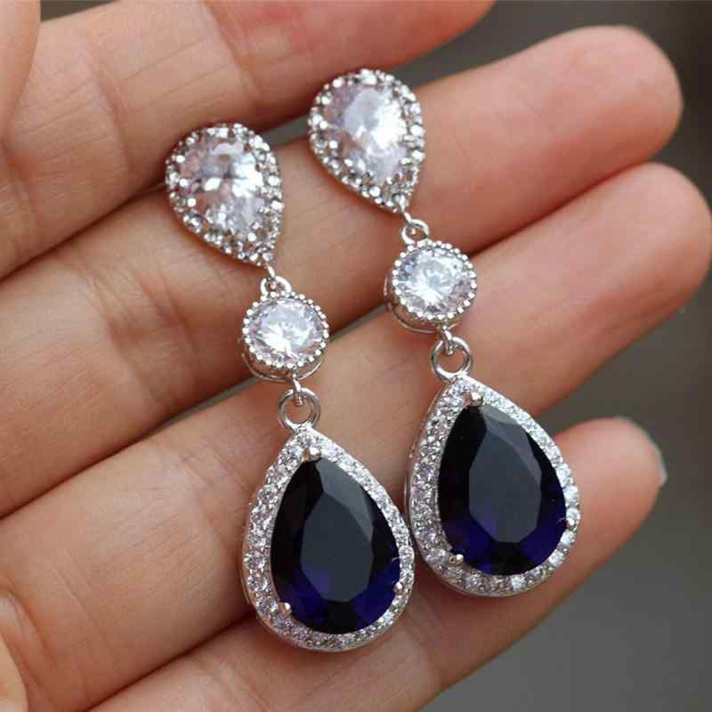 Other - イヤリング 女性用 フラッシュ クリスタル ブルー ジルコニア ファッション アクセサリー 高級感 華やか キラキラ 輝き ドロップ型 シンプル 普段使い デート 軽量 金属製 スタイリッシュ ジュエリー 耳飾り