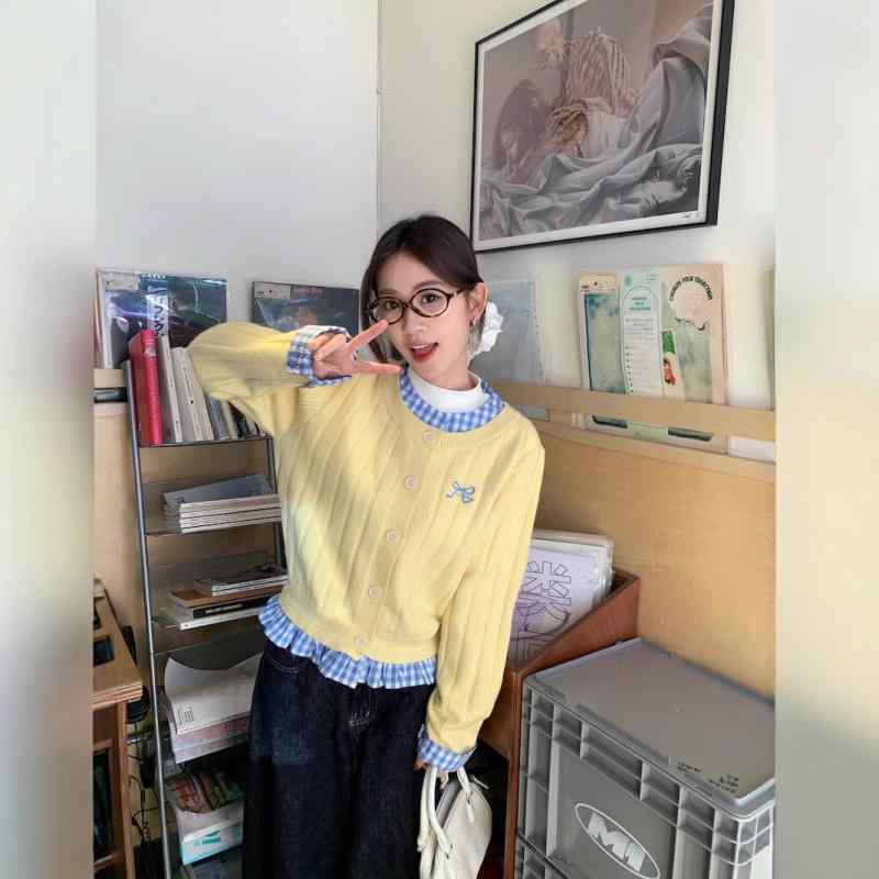 カーディガン レディース 春夏 デザイン ヒョウ柄 チェック柄 ニット 開き 刺繍 蝶結び ワイド ルーズ セーター コート 切り替え 軽量 伸縮性 綿混 ビッグシルエット Vネック ブラック ピンク系 アイボリー 通勤用 普段使い アウトドア かわいい