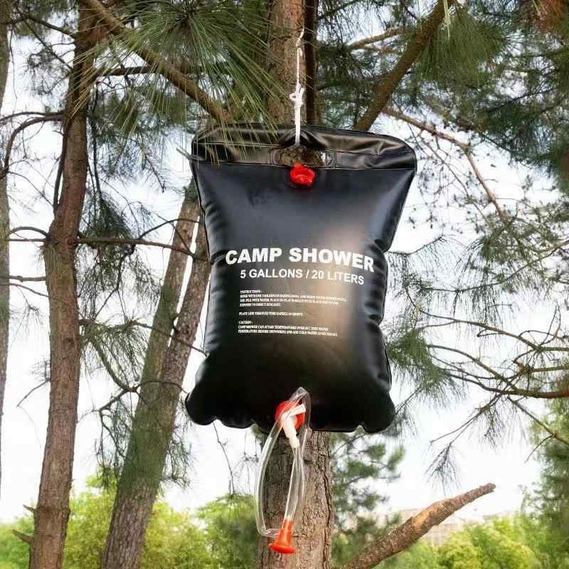 アウトドア用品 携帯用シャワーバッグ 20L 太陽光蓄熱式 貯水袋 折りたたみ式 簡易...