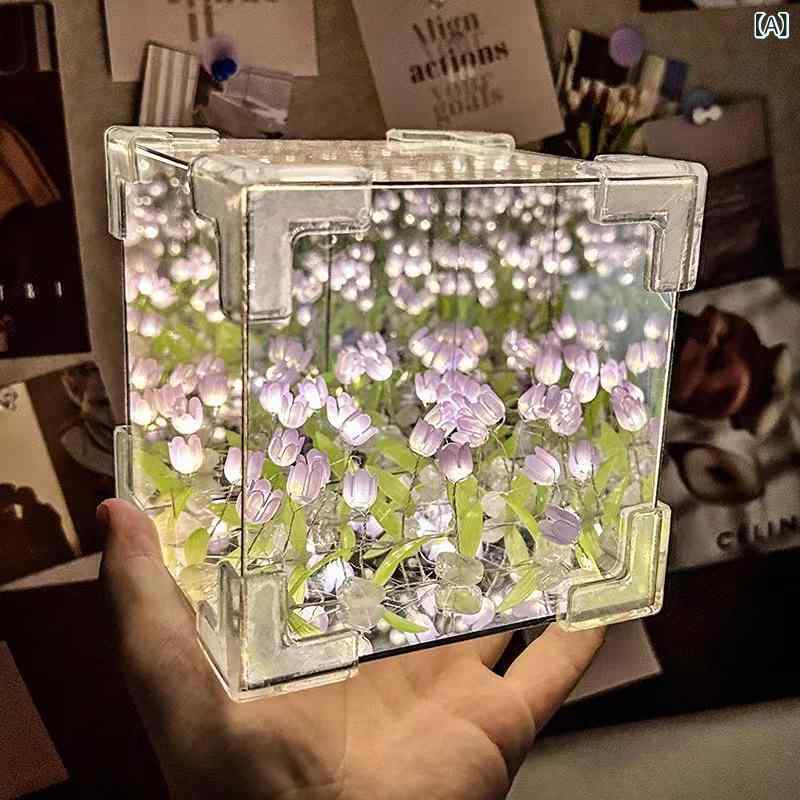 インテリアライト レディース 卓上スタンド 間接照明 チューリップ 花束 DIY 手作りキット 完成品 おしゃれ かわいい 癒し系 ギフト 贈り物 プレゼント デスクランプ テーブルライト 雑貨 ベッドサイドランプ ルームライト ナイトライト 照明器具 riverpaddy-11684808 リバーパディ サンプル画像2