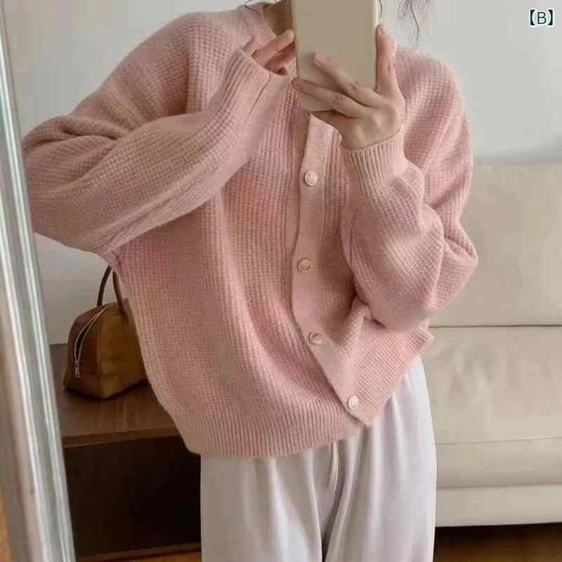 ニット カーディガン レディース 秋冬 韓流 ゆるいシルエット 長袖 トップス 女性用 コットン混 暖か 普段使い ゆったり フィット 小柄対応 レイヤード riverpaddy-11107577 リバーパディ サンプル画像3
