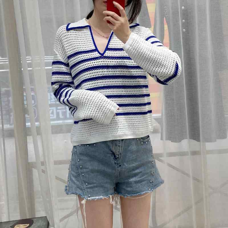 乐天商城 - トップス レディース 春夏 切り替え ストライプ ニットセーター 薄手 かわいい クール 軽量 吸湿速乾 通勤用 普段使い カジュアルスタイル コットン混 ブラック ピンク系 アイボリー ビッグシルエット Vネック 接触冷感