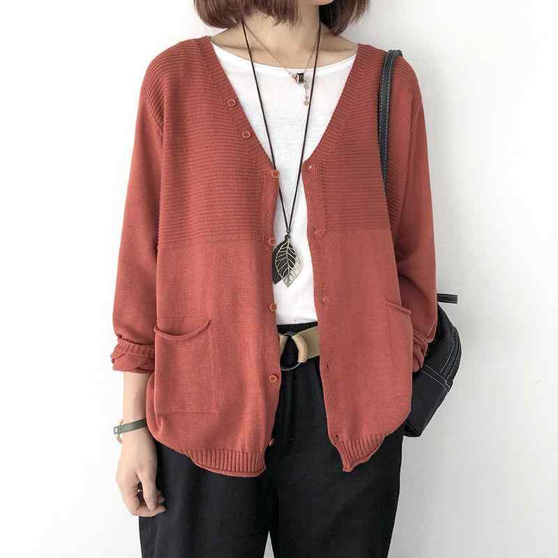 Three-Quarter Knit - ニットカーディガン 女性用 長袖 ゆったりシルエット 秋物 薄手 セーター トップス 切り替えデザイン コットン混 伸縮性 吸湿速乾 普段使い 通勤カジュアル レイヤード ブラック グレー ベージュ 軽量 ソフト素材