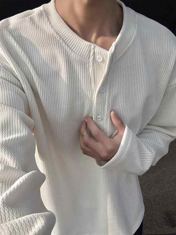 Three-Quarter - メンズ 長袖Tシャツ 春夏 秋冬 高級感 肌触り レイヤード 内側 インナー トップス コットン 柔らかい 伸縮性 通勤 普段使い カジュアル ブラック グレー ネイビー 軽量 吸湿速乾
