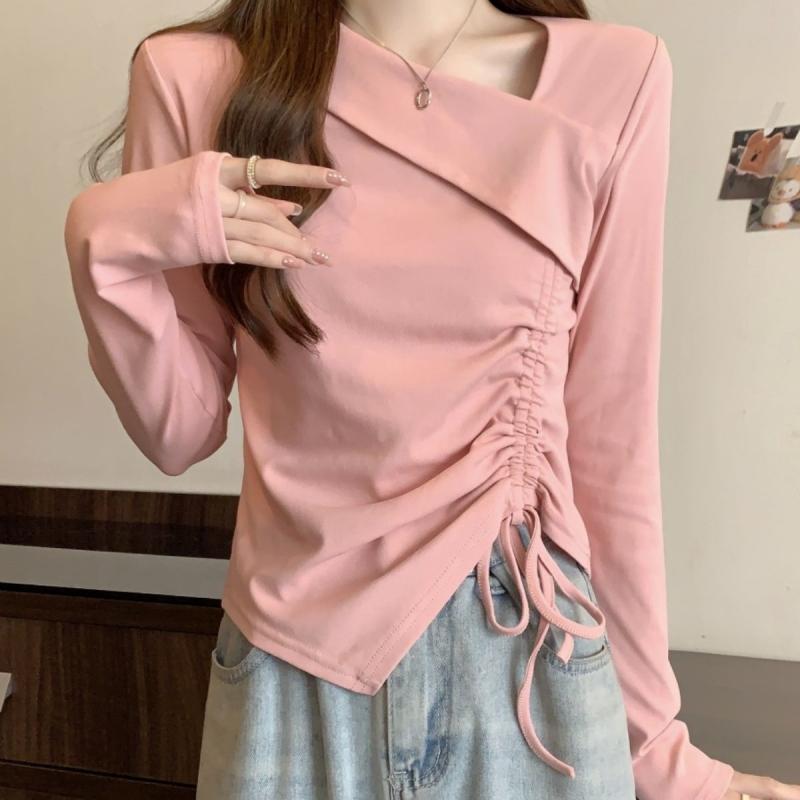 乐天商城 - トップス レディース Vネック ノースリーブ ピンク 長袖 春夏 大きいサイズ ゆったりシルエット インナー トップス スリム効果 ユニークデザイン 別注上衣 コットン混 吸湿速乾 通勤用 普段使い 軽量 伸縮性 かわいい 女性用 カジュアル