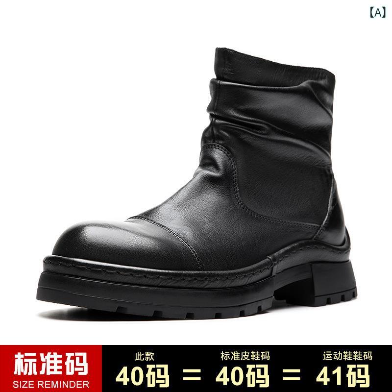 ブーツ 男性用 本革 チェルシーブーツ ショートブーツ ハイカット 紳士靴 サイドゴアブーツ レザーシューズ 厚底 牛革 レトロ 英倫 軽量 通気性 歩きやすい 履きやすい 快適 疲れにくい 滑り止め 柔らかい 秋冬用 仕事用 通勤用 普段使い カジュ riverpaddy-11648664 リバーパディ サンプル画像2