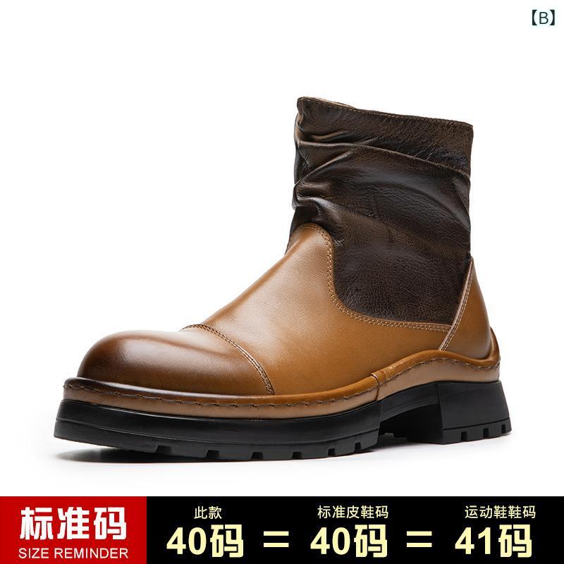 ブーツ 男性用 本革 チェルシーブーツ ショートブーツ ハイカット 紳士靴 サイドゴアブーツ レザーシューズ 厚底 牛革 レトロ 英倫 軽量 通気性 歩きやすい 履きやすい 快適 疲れにくい 滑り止め 柔らかい 秋冬用 仕事用 通勤用 普段使い カジュ riverpaddy-11648664 リバーパディ サンプル画像3