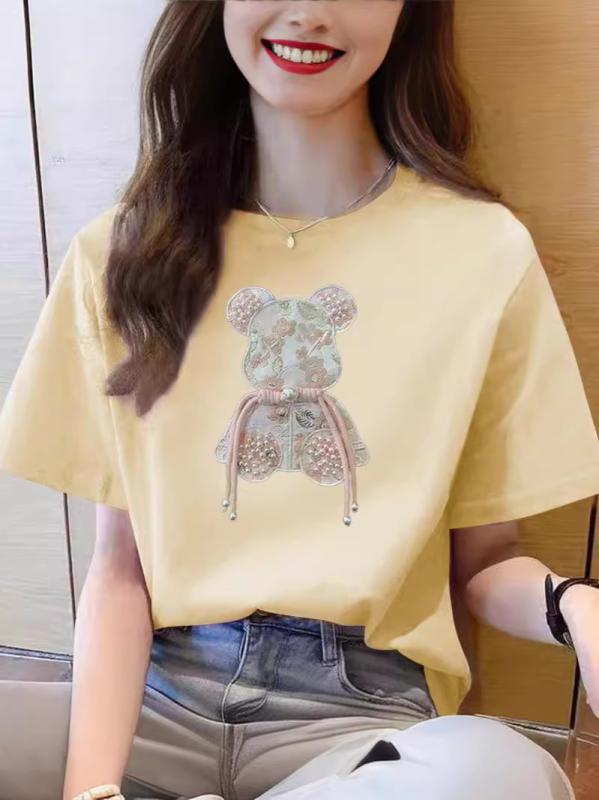 Other - Tシャツ レディース 半袖 トップス 女性用 綿素材 夏 春夏 ゆったりシルエット 大きめサイズ ワイドフィット 普段使い 軽量 通勤 カジュアル 切り替えデザイン 中国 吸湿速乾 接触冷感 ブラック ピンク系 アイボリー