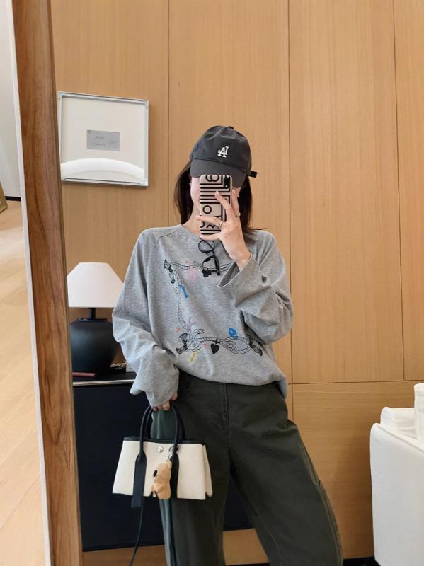 Tシャツ 女性用 春夏 ゆるフィット 長袖 雪花刺繍 親肌 コットン混 ロープ結び プリント柄 軽量 通気性 伸縮性 かわいい カジュアル 普段使い(4.0)