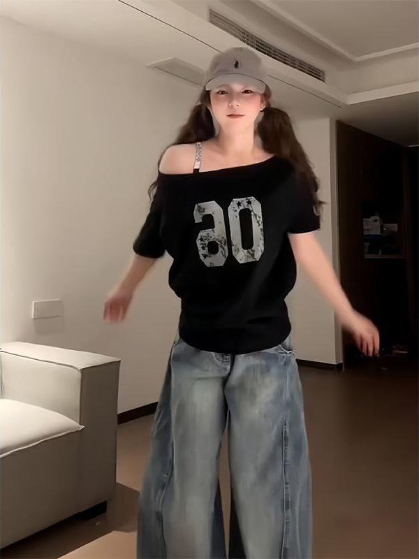 Tシャツ 女性用 秋 ブラック 斜めが�