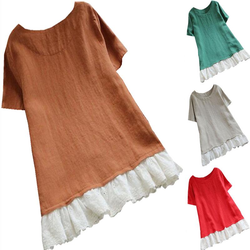 レディース 春夏 トップス 女性用 麻 短袖 Tシャツ ゆったりシルエット フレアヘム 軽量 通気性 吸湿速乾 切り替えデザイン ベーシックスタイル 普段使い ブラック ホワイト ピンク系 アイボリー カジュアル シンプル