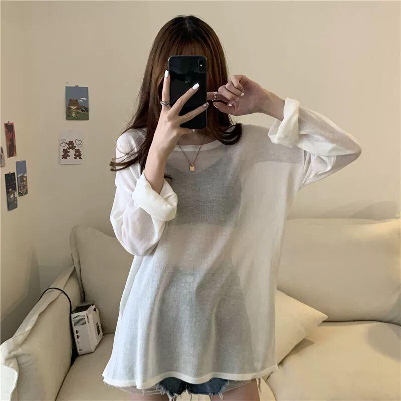 Rakuten - レディース 春夏 長袖 Tシャツ トップス 薄手 インナー 防晒 紫外線対策 透気性 綿素材 ゆったり シルエット 軽量 通勤 普段使い カジュアル