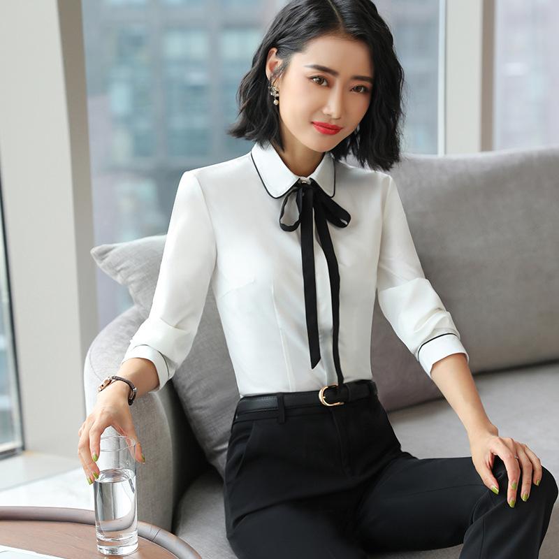 ブラウス 女性用 ファッション 洋気 修身 正装 欧 長袖 トップス シャツ 仙女 シルエット フィット感 フォーマル スタイル 軽量 通勤用 普段使い 綿素材 デイリーウェア