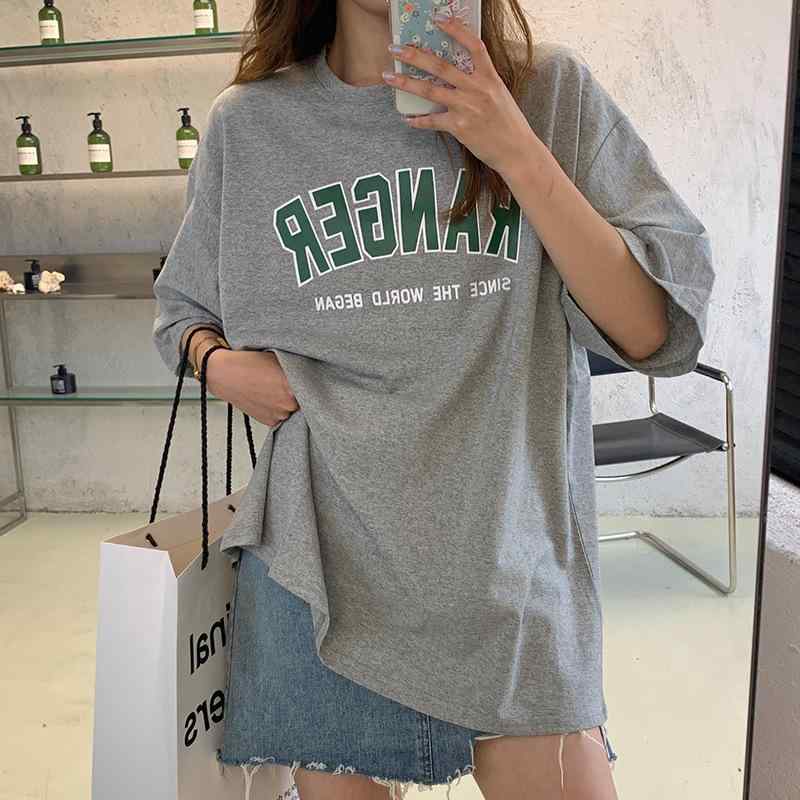 Other - Tシャツ 女性用 大きいサイズ ゆったりシルエット 綿素材 遮肉 スリム効果 春夏 欧米 オーバーサイズ 短袖 トップス ルームウェア 普段使い 軽量 通気性 吸湿速乾 ビッグシルエット Vネック ブラック グレー ピンク系 アイボリー ゆったり かわ