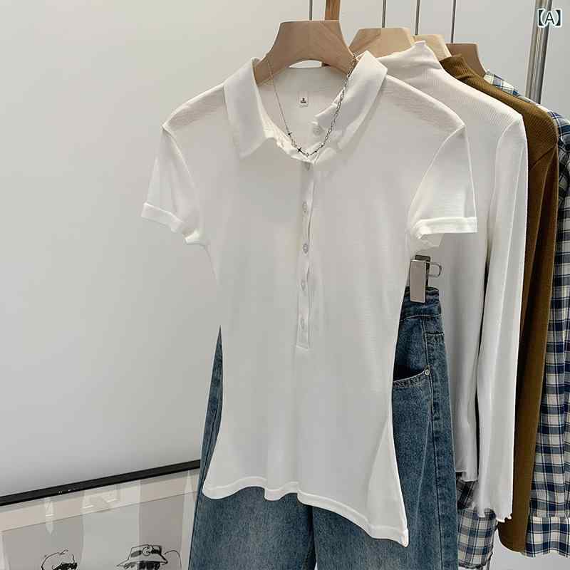 リバーパディのTシャツ 女性用 夏季 接触冷感 肩幅正しい 修身 透け感 短袖 トップス 桑蚕シルク ポロシャツ 軽量 吸湿速乾 再生繊維 かわいい ピンク系 ブラック アイボリー 通勤用 普段使い｜アングル2