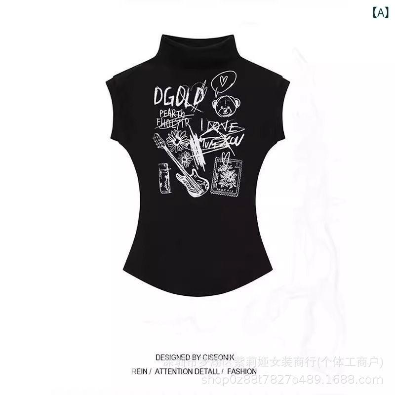 Other - Tシャツ 女性用 夏 接触冷感 ロゴ柄 ビンテージ スタイル 修身 ウエストイン スリム フィット プリント トップス 肩幅 フィット 軽量 吸湿速乾 コットン混 ブラック ピンク アイボリー カジュアル 普段使い