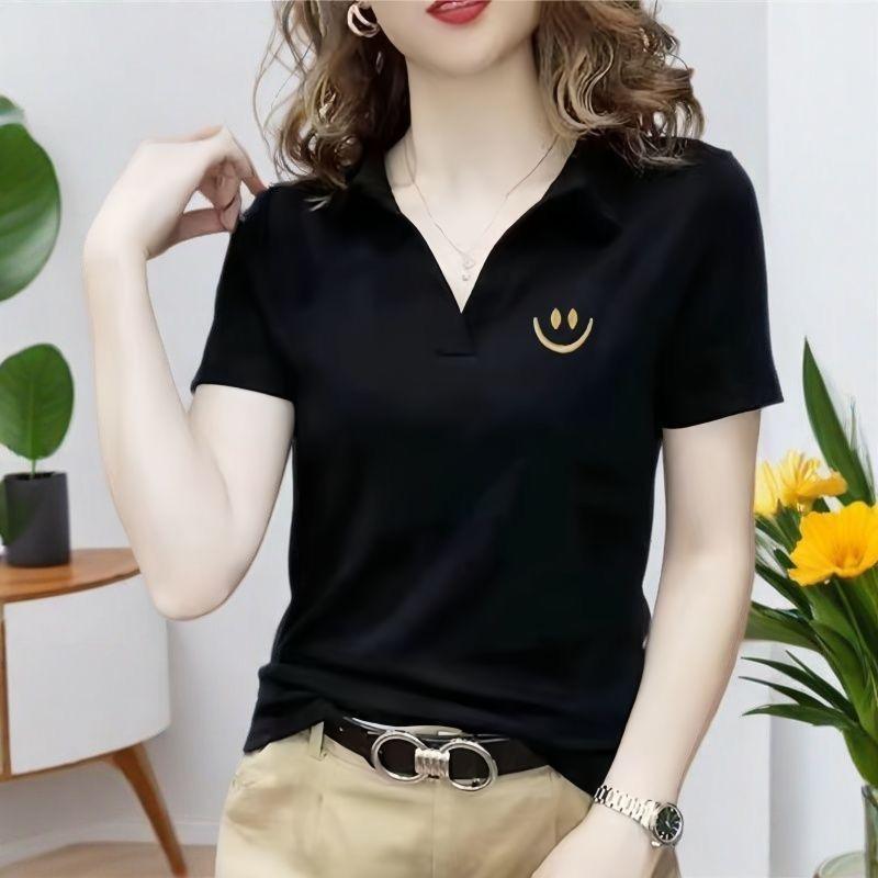 Tシャツ 女性用 中年向け 短袖 刺繍 気質 洋 夏用 軽量 吸湿速乾 コットン スタイリッシュ 日常使い カジュアル トップス かわいい ビ..