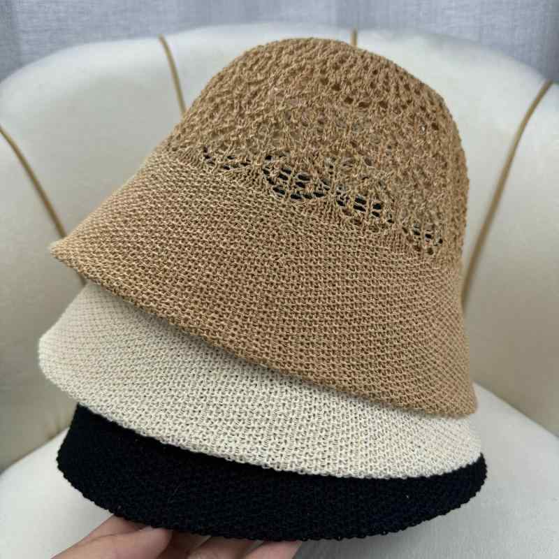 春夏 女性用 麦わら帽子 フィッシングハット 空洞デザイン ファッション 遮陽 防晒 日よけ ニット バケットハット 日系 インスピレーション スタイル 通気性 軽量 綿素材 普段使い アウトドア ブラック ベージュ ピンク系 かわいい ビッグシルエット