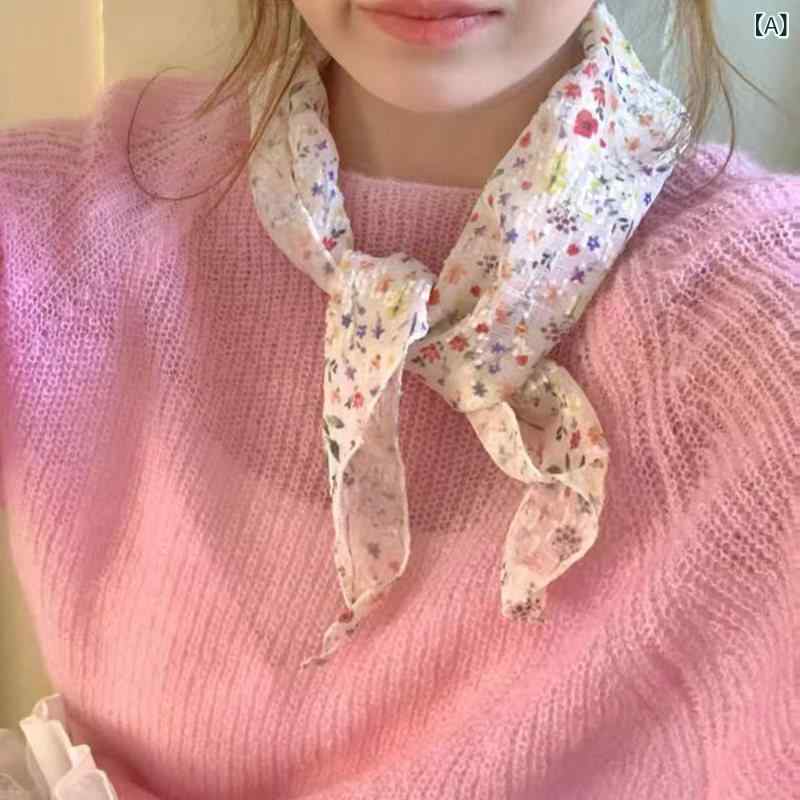 スカーフ レディース フランス風 小花柄 高級感 田園風 三角頭巾 ヘッドスカーフ ...