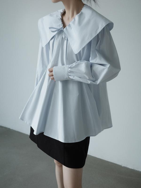 樂天商城 - シャツ メンズ 春夏 ファッション かわいい 大襟 立体 ランタンスリーブ ワイド シルエット スリム ゆったり シルエット 軽量 綿混 トップス ブラウス ルーズフィット ビッグシルエット デイリーウェア スタイリッシュ