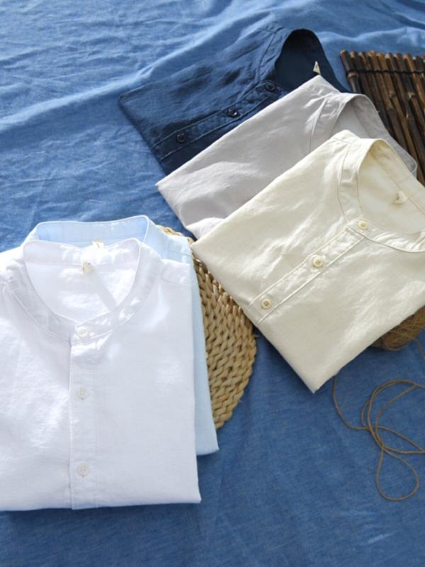 T-Shirts - シャツ メンズ 半袖 リネン 夏用 薄手 ゆったり 白 コットンリネン 通気性 吸湿速乾 無地 トップス カジュアル 普段使い