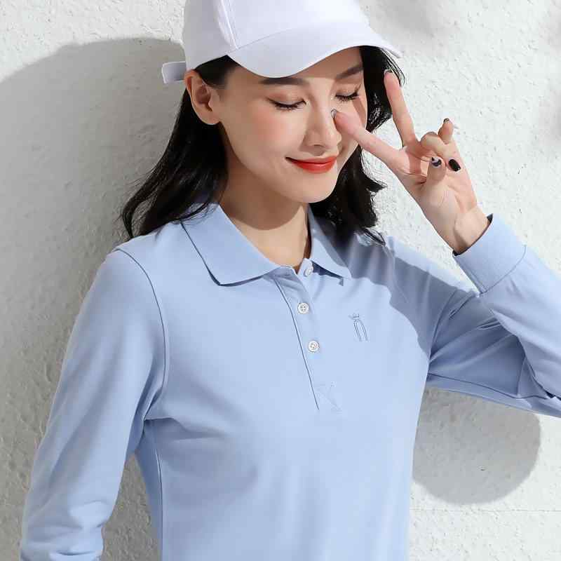 Polo Shirt - ポロシャツ レディース 長袖 綿素材 ゆったり スポーツ ワーク 襟付き トップス 快適 アクティブ 春秋