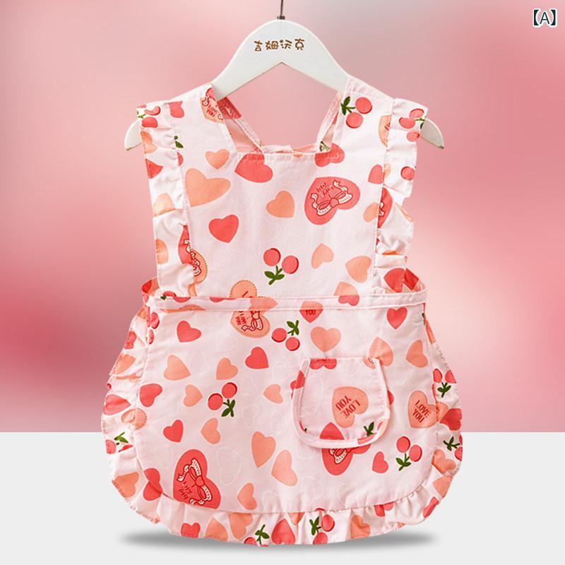 エプロン ベビー 女の子用 防水 防汚 コットン 小花柄 スカート型 食事用 赤ちゃん ビブ 保護服 柔らかい 肌触り 室内 普段使い 軽量