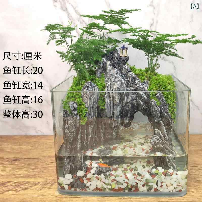 室内植物 苔 ミニ景観 エコ瓶 魚水槽 文竹 盆栽 盆景 観葉植物 グリーン オフィスデスク 水耕栽培 インテリア 癒し 自然素材 コンパクト デザイン