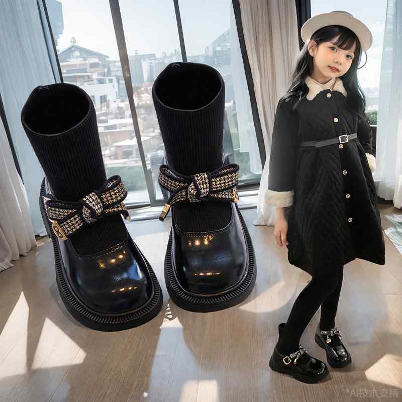 樂天商城 - キッズシューズ 女の子 用 秋冬 アンクルブーツ プリンセス 暖か フリース 靴下一体 普段使い おしゃれ 軽量 柔軟 コーデしやすい