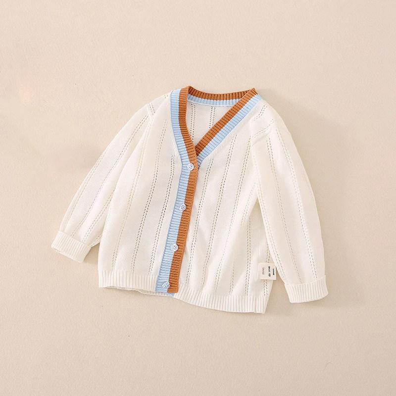 Cardigans - カーディガン 男の子 ベビー 幼児 子供用 ニット 薄手 春夏 綿素材 透け 通気性 冷房対策 軽量 室内着 普段使い アウター