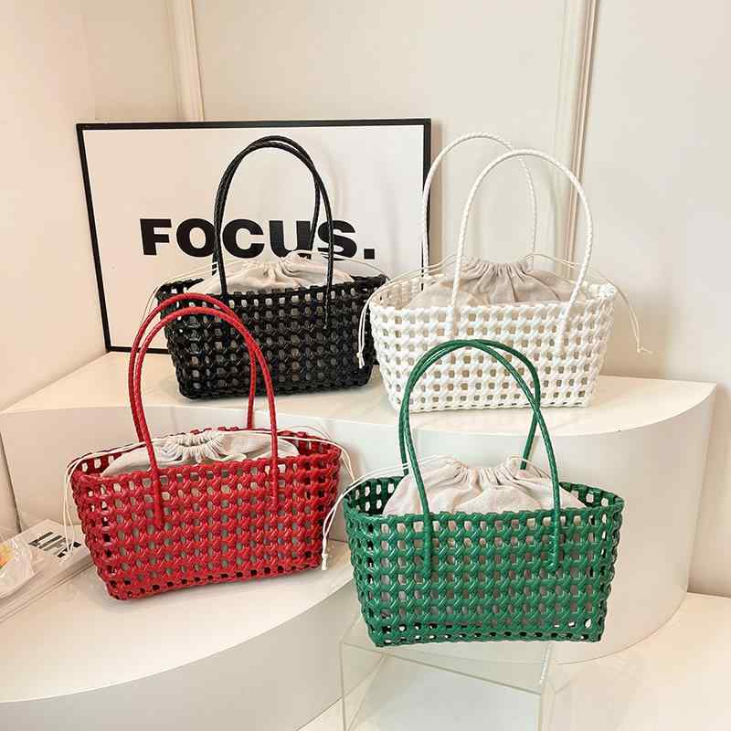 Handbag Type - レディース 透かし編み かごバッグ リゾート ビーチ ショッピング 脇下 ショルダー 鞄 夏 軽量 女性用 バッグ