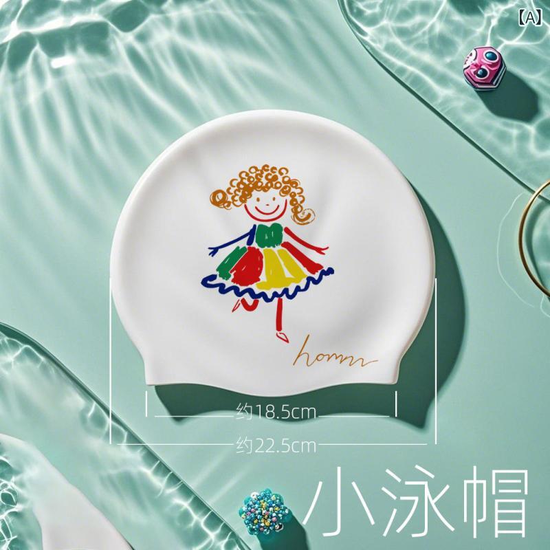 Swimming Caps - 泳帽 女性用 シリコン製 防水 頭締め付け防止 快適 高伸縮性 巻き髪対応 大きめサイズ 女の子向け 柔軟素材 フィット感 プール用